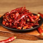 Tiaozi chili threads on a black plate