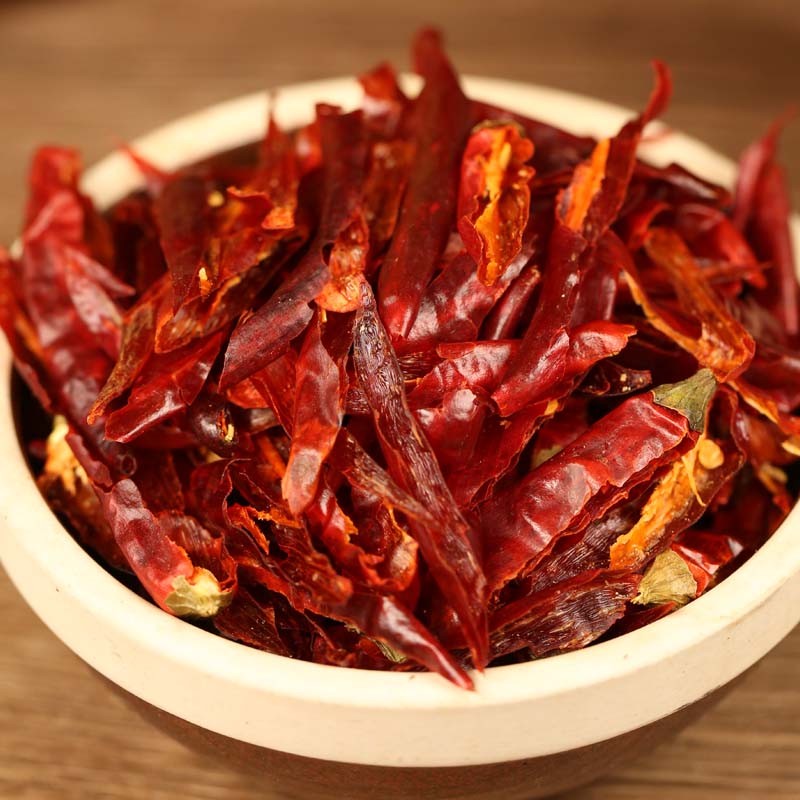 Tiaozi chili threads in a white bowl