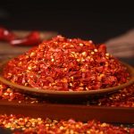 Erjingtiao coarse chili flakes on a wooden plate