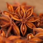 Star anise in close-up on a wooden table