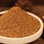 Red Sichuan pepper powder mounded in a white bowl