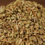 Fennel seeds gathered in a pile