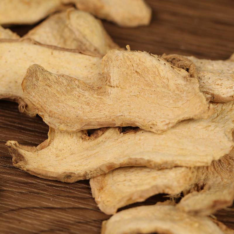 Dried ginger slices in close-up