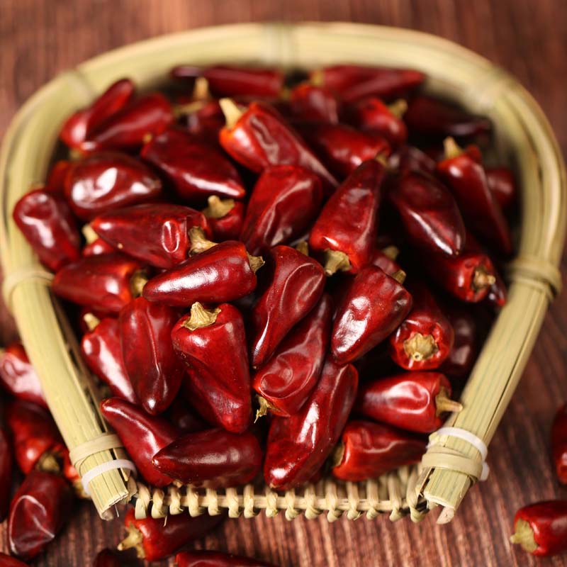 Zidantou dried chili peppers in a bamboo basket