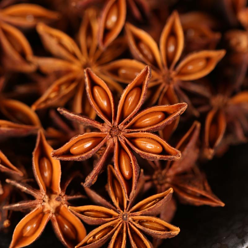 Star anise gathered in a pile