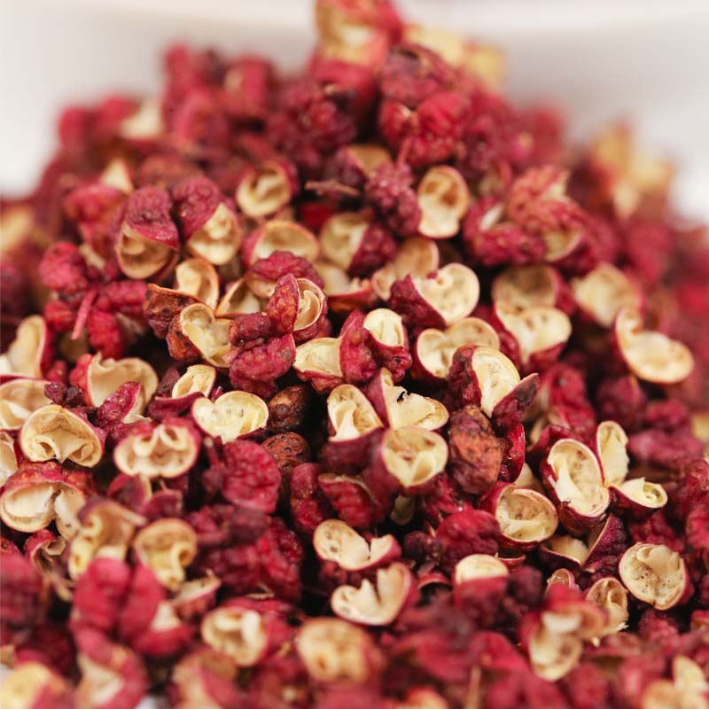 Meihua red Sichuan peppercorns in close-up