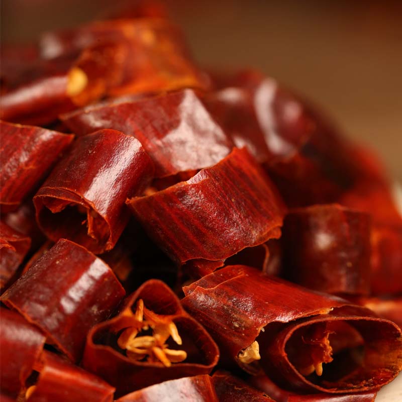 Huaxi dried chili segments in close-up